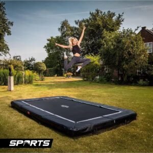 BERG inground trampoline rectangulaire Favorit gris 410 cm + filet de sécurité