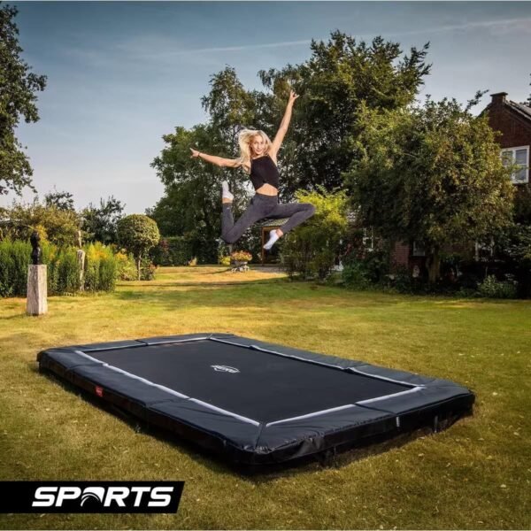 BERG inground trampoline rectangulaire Favorit gris 410 cm + filet de sécurité – Image 5
