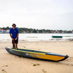 Kayak gonflable AQUA MARINA Tomahawk Air-K 375 - Jaune olive - 1 place - Pagaie KP-1