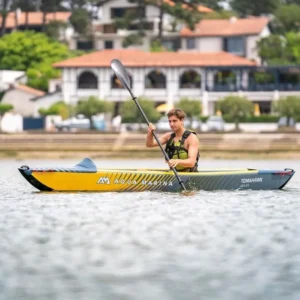 Kayak gonflable AQUA MARINA Tomahawk Air-K 375 - Jaune olive - 1 place - Pagaie KP-1