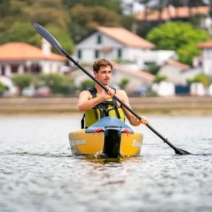 Kayak gonflable AQUA MARINA Tomahawk Air-K 375 - Jaune olive - 1 place - Pagaie KP-1