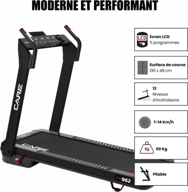 Tapis de course connecté - 14km/h - CARE - CT-962 - KINOMAP – Image 4
