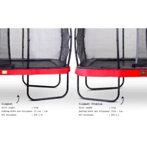 Trampoline EXIT Elegant Premium 214x366cm avec filet de sécurité Deluxe - rouge